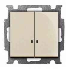Выключатель 2-клавишный с подсветкой, слоновая кость, ABB 2006/5 UCGL-92-507 Basic 55