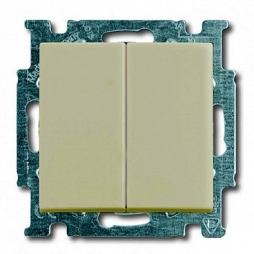 Выключатель 2-клавишный проходной, слоновая кость, ABB 2006/6/6 UC-92-507 Basic 55