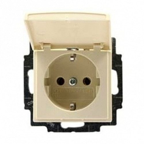 Розетка с заземлением и крышкой, слоновая кость, ABB 20 EUK-92-507 Basic 55