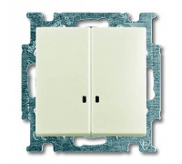 Выключатель 2-клавишный с подсветкой, белый шале, ABB 2006/5 UCGL-96-507 Basic 55