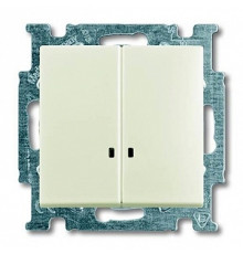Выключатель 2-клавишный с подсветкой, белый шале, ABB 2006/5 UCGL-96-507 Basic 55
