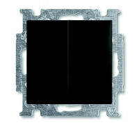Выключатель 2-клавишный с подсветкой, черный шато, ABB 2006/5 UCGL-95-507 Basic 55