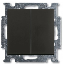 Выключатель 2-клавишный проходной, черный шато, ABB 2006/6/6 UC-95-507 Basic 55