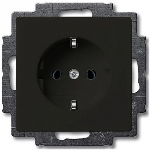Розетка электрическая с заземлением, черный шато, ABB 20 EUC-95-507 Basic 55
