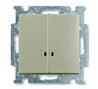 Выключатель 2-клавишный с подсветкой, шампань, ABB 2006/5 UCGL-93-507 Basic 55