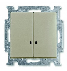 Выключатель 2-клавишный с подсветкой, шампань, ABB 2006/5 UCGL-93-507 Basic 55