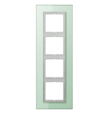 Рамка 4 поста, салатовое стекло, Jung LS Plus (стекло) LSP984GLAS