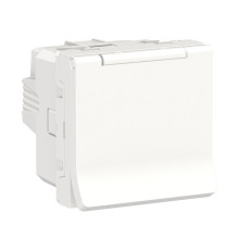 Розетка со шторками и крышкой, белый, 2 модуля, Unica New Schneider NU303718TA