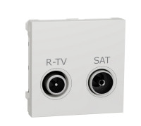 Розетка R-TV SAT одинарная, белый, 2 модуля, Unica New Schneider NU345418