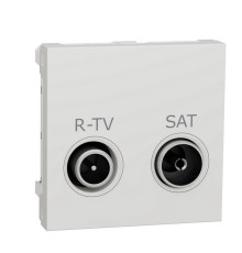Розетка R-TV SAT одинарная, белый, 2 модуля, Unica New Schneider NU345418