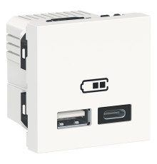 Розетка USB для зарядки, тип A + C , белый, 2 модуля, Unica New Schneider NU301818