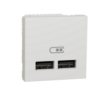 Розетка USB для зарядки, двойная, белый, 2 модуля, Unica New Schneider NU341818