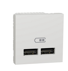 Розетка USB для зарядки, двойная, белый, 2 модуля, Unica New Schneider NU341818