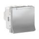 Розетка со шторками и крышкой, алюминий, 2 модуля, Unica New Schneider NU303730TA