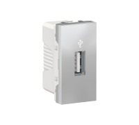 Розетка USB для передачи данных, алюминий, 1 модуль, Unica New Schneider NU342930