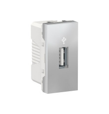 Розетка USB для передачи данных, алюминий, 1 модуль, Unica New Schneider NU342930