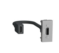 Розетка HDMI, алюминий, 1 модуль, Unica New Schneider NU343030