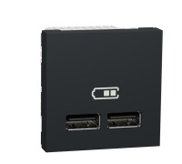 Розетка USB для зарядки, двойная, антрацит, 2 модуля, Unica New Schneider NU341854