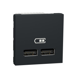 Розетка USB для зарядки, двойная, антрацит, 2 модуля, Unica New Schneider NU341854