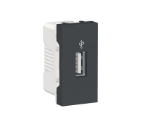 Розетка USB для передачи данных, антрацит, 1 модуль, Unica New Schneider NU342954