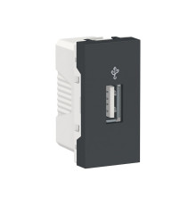 Розетка USB для передачи данных, антрацит, 1 модуль, Unica New Schneider NU342954