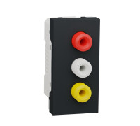 Розетка 3 RCA, антрацит, 1 модуль, Unica New Schneider NU343154