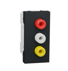 Розетка 3 RCA, антрацит, 1 модуль, Unica New Schneider NU343154