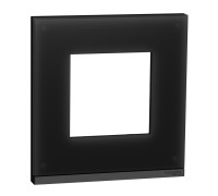 Рамка 1-постовая, горизонтальная, черное стекло / антрацит, Unica New Schneider NU600286