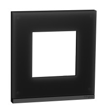 Рамка 1-постовая, горизонтальная, черное стекло / антрацит, Unica New Schneider NU600286
