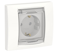 Розетка влагозащищенная IP44 с крышкой, белый, 2 модуля, Unica New Schneider NU003718