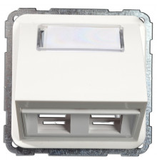 Корпус для двух разъемов RJ-12/RJ-45 Keystone, белый, Polo Regina 13022401