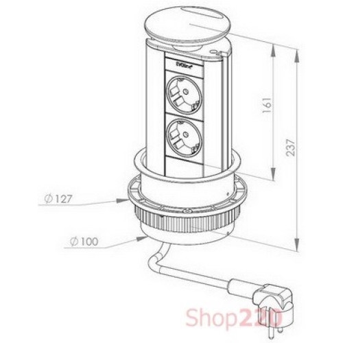 Выдвижной блок розеток в стол EVOline Port, 2шт. по 220В, черный