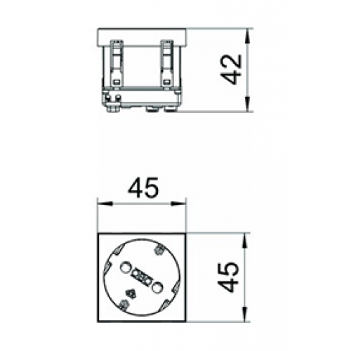 Розетка 220В, гнезда на 33 градуса, модульная 45х45, белый, 6120073 Obo Bettermann