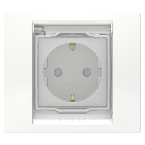 Розетка влагозащищенная IP44 с крышкой, белый, 2 модуля, Unica New Schneider NU003718