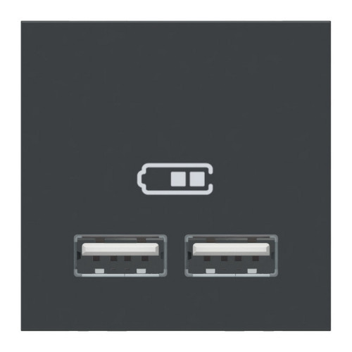 Розетка USB для зарядки, двойная, антрацит, 2 модуля, Unica New Schneider NU341854
