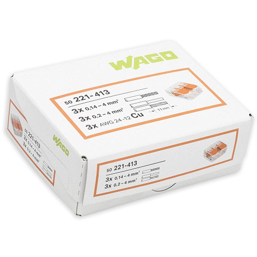 Клеммник Wago на 3 провода универсальный, 221-413