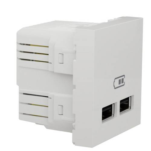 Розетка USB для зарядки, двойная, белый, 2 модуля, Unica New Schneider NU341818