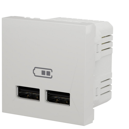 Розетка USB для зарядки, двойная, белый, 2 модуля, Unica New Schneider NU341818