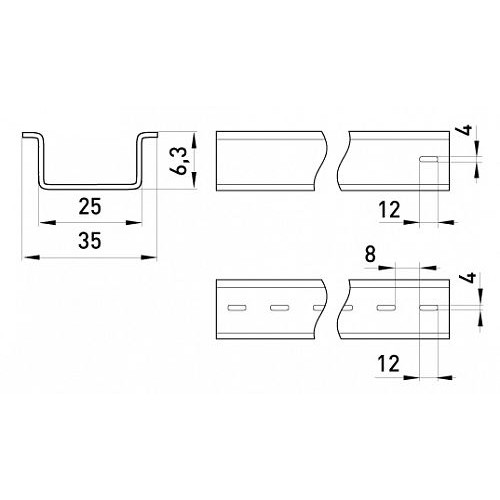 Din-рейка, 1 метр, e.din.stand.rail.101 Enext s023001