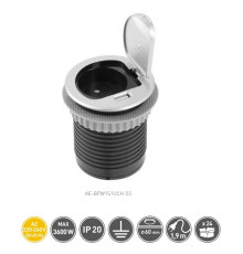 Удлинитель 220В с USB в стол, алюминий, GTV CHARGER MINI AE-BPW1S1UCH-53