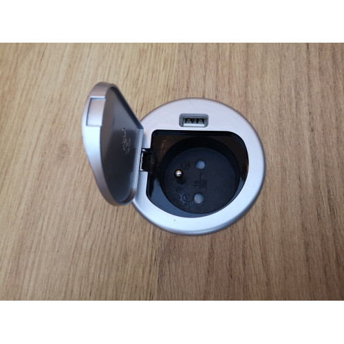 Удлинитель 220В с USB в стол, алюминий, GTV CHARGER MINI AE-BPW1S1UCH-53