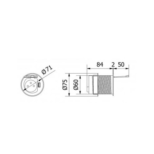 Удлинитель 220В с USB в стол, алюминий, GTV CHARGER MINI AE-BPW1S1UCH-53