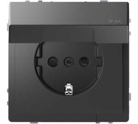 Розетка электрическая с крышкой, IP44, антрацит, Merten MTN2314-6034