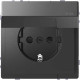 Розетка электрическая с крышкой, IP44, антрацит, Merten MTN2314-6034