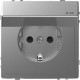 Розетка электрическая с крышкой, IP44, нержавеющая сталь, Merten MTN2314-6036