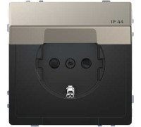 Розетка электрическая с крышкой, IP44, никель (металл), Merten MTN2314-6050