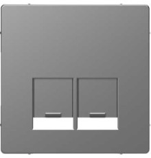 Накладка компьютерной розетки RJ45, двойная, нержавеющая сталь, Merten MTN4572-6036