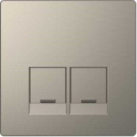 Накладка компьютерной розетки RJ45, двойная, никель (металл), Merten MTN4572-6050
