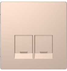 Накладка компьютерной розетки RJ45, двойная, шампань (металл), Merten MTN4572-6051