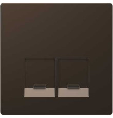 Накладка компьютерной розетки RJ45, двойная, мокко (металл), Merten MTN4572-6052